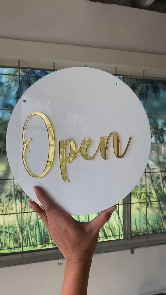 Open Round Business Sign
