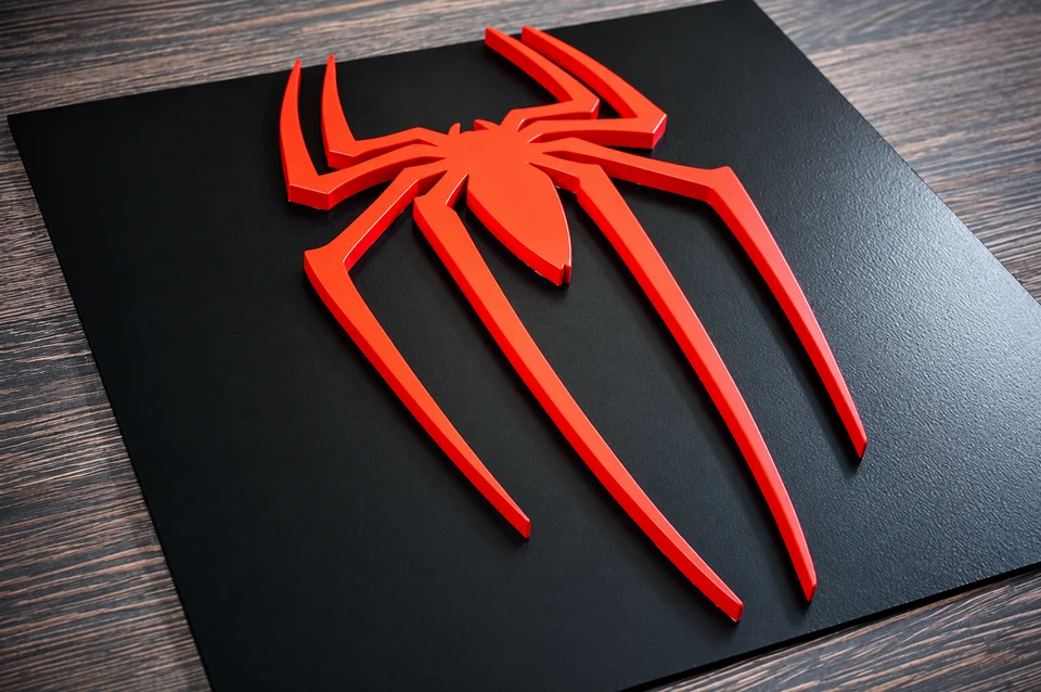 Spider Man Raised Red Spider Black Plaque Acrylic Decor