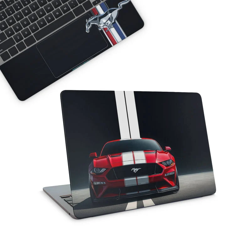 Red Ford Mustang Top And Laptop Skin