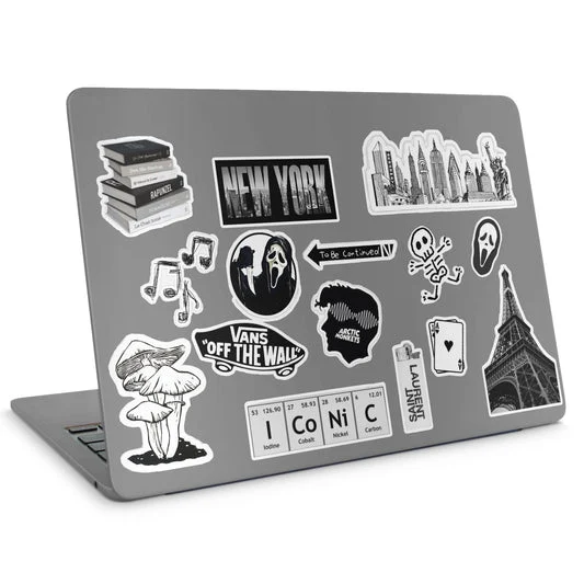 Black Stickers Pack Laptop Top Sticker Set Sticker