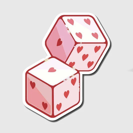 Pink Heart Dice Sticker