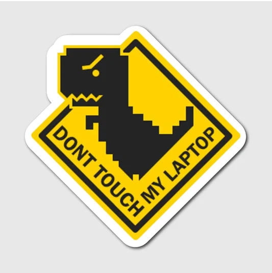 Dont Touch My Laptop Yellow Dinosaur Sticker