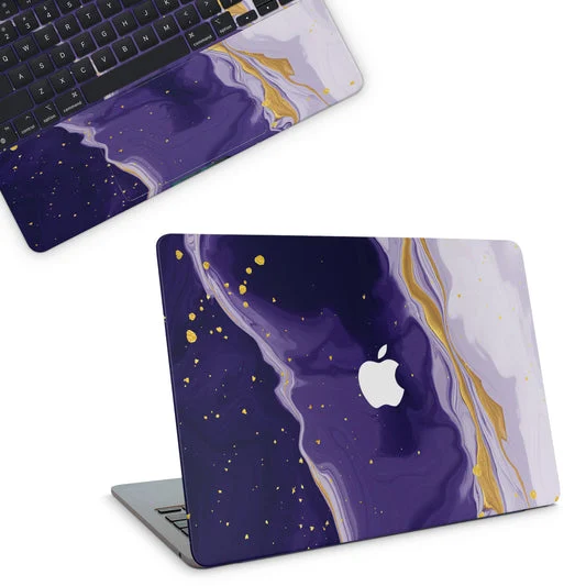 Purple Gold Marble Top And Interior MacBook Skin