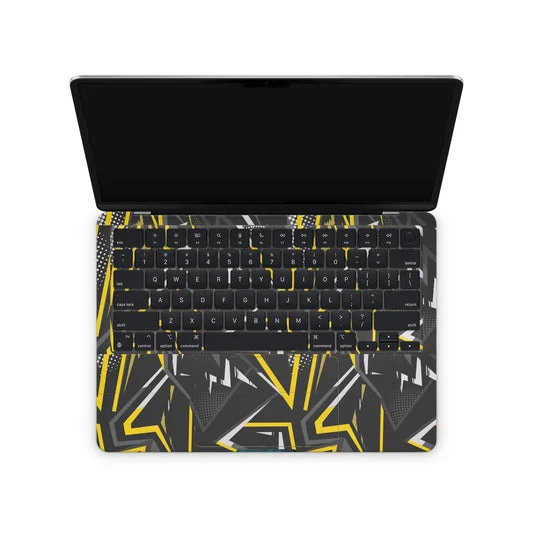 Yellow Black Vector Lines Keyboard And MacBook Skin