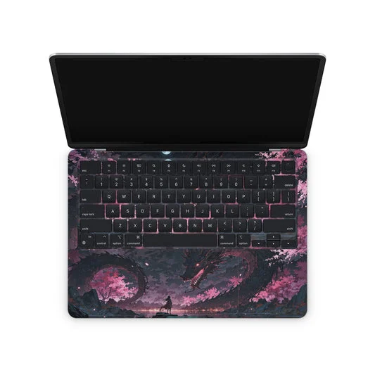 Pink Cherry Blossom Moon Keyboard And MacBook Skin