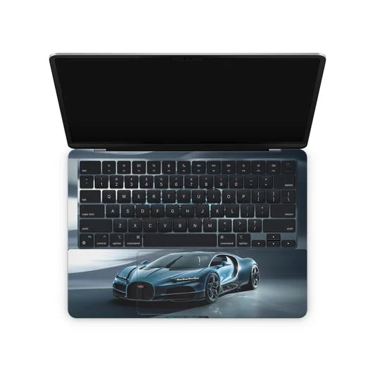 Bugatti Blue Grey Keyboard And MacBook Skin