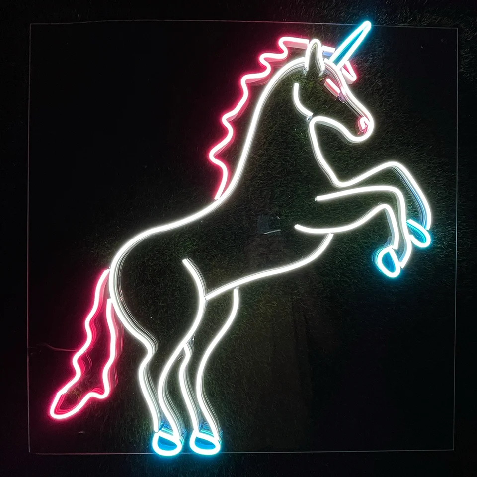 Unicorn Full Body Pink White Blue Neon Sign