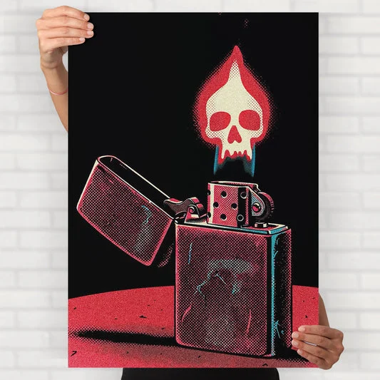 Red Skull Flame Lighter Poster