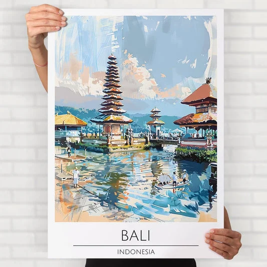 Bali Indonesia Temple Travel Art Poster