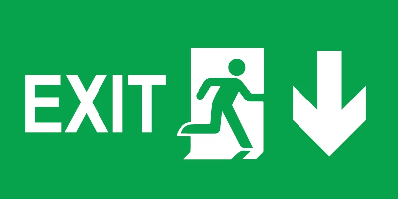 Exit Arrow Down Green Panel Sign
