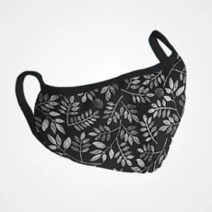 Black And White Botanical Leaves Face Mask