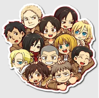 Attack On Titan Chibi Character Collage Sticker