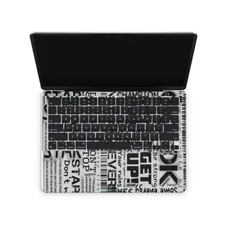 Motivational Typography White Black Keyboard And MacBook Skin