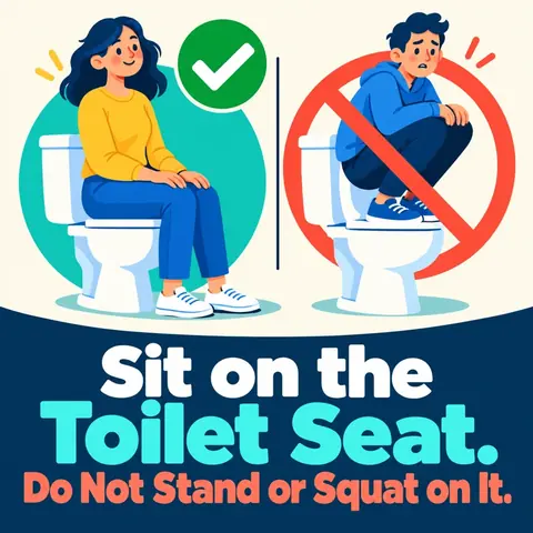 Sit on the Toilet Seat. Do Not Stand or Squat on It.