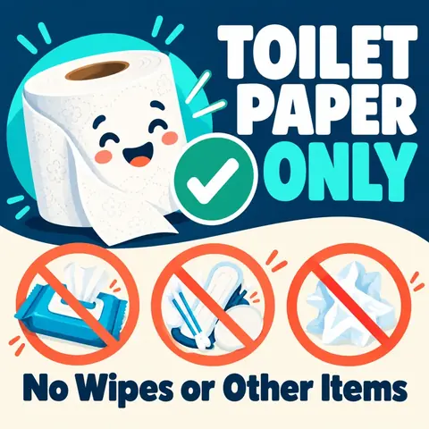 Toilet Paper Only, No Wipes or Other Items