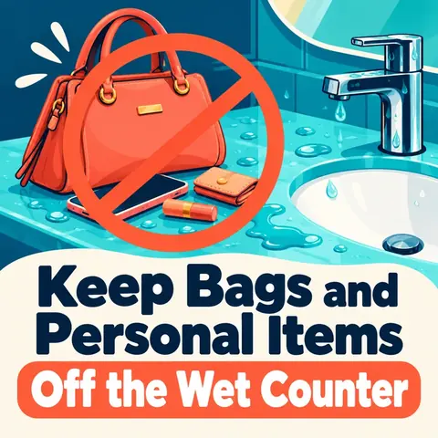 Keep Bags and Personal Items Off the Wet Counter